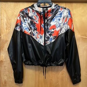 Nike Black and Orange Bomber Jacket Retro Style
